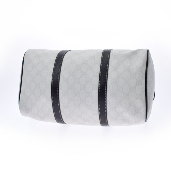 Gucci GG Supreme White Canvas Leather Boston Bag - Picture 5 of 9
